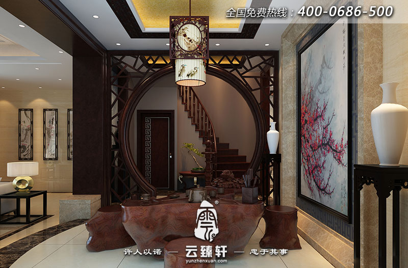在復(fù)式樓的一層客廳的旁邊隔斷出一個茶室出來