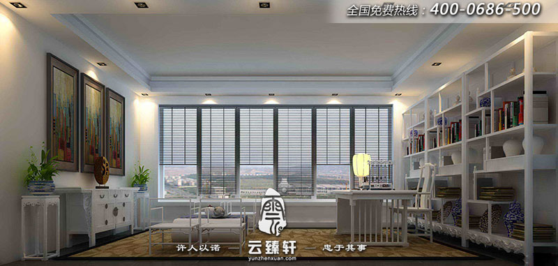 復(fù)式二樓的書房通透開闊