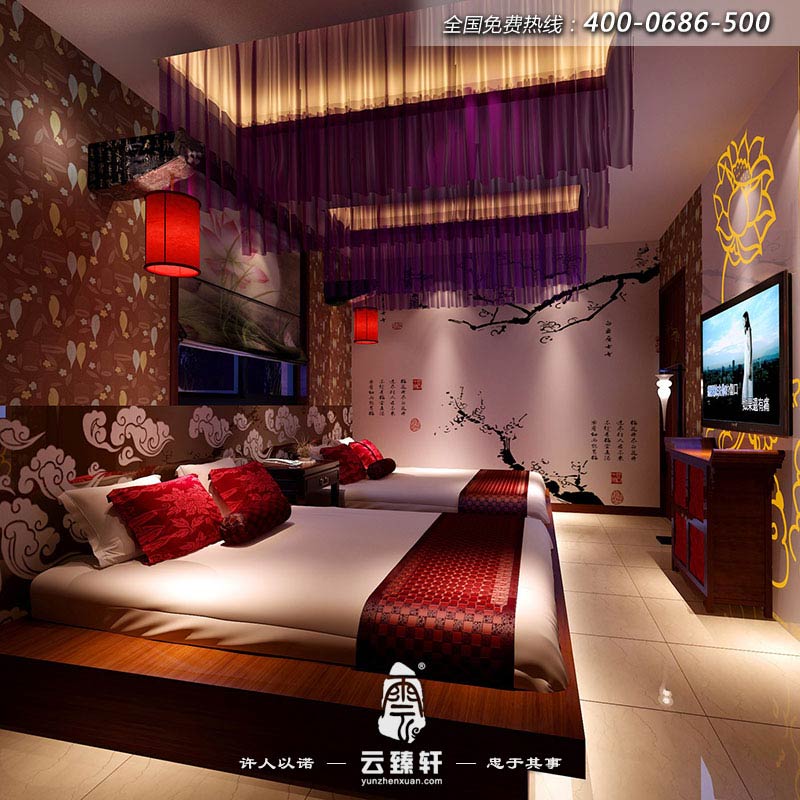 中式養(yǎng)生會(huì)館的休息房裝修效果圖