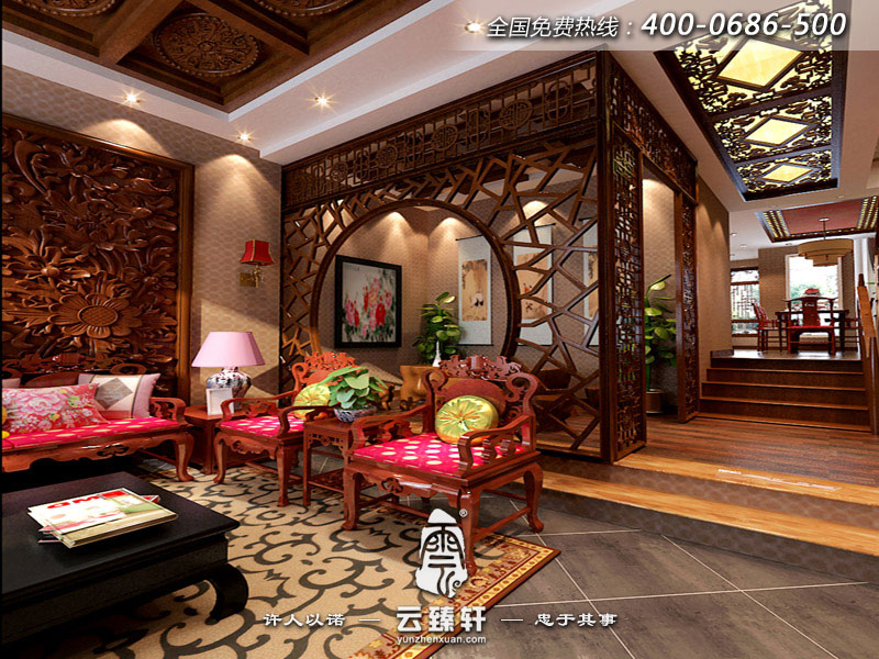 中式東南亞復(fù)式客廳設(shè)計效果圖