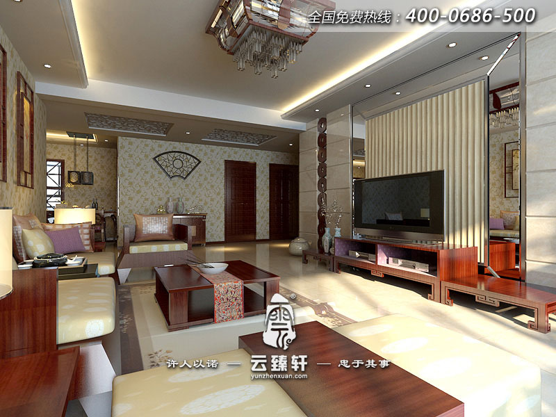 極簡(jiǎn)約中式客廳背景墻效果圖