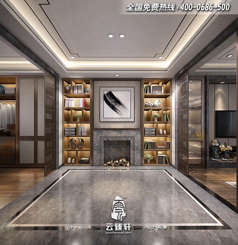 極簡中式門廳設(shè)計效果圖