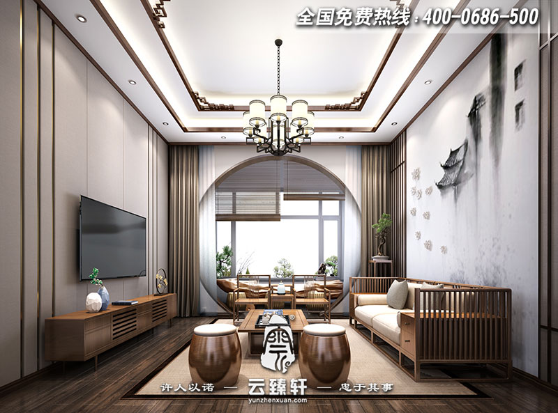 極簡中式風(fēng)格客廳設(shè)計效果圖