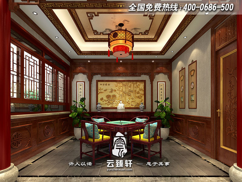 中式四合院會(huì)所棋牌室設(shè)計(jì)效果圖