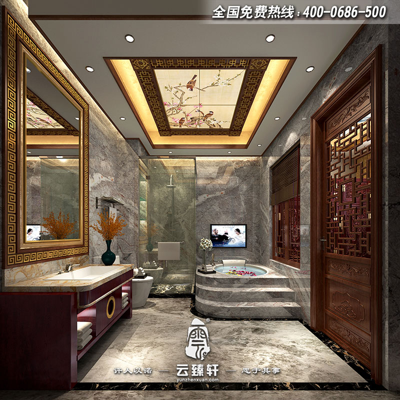 古典四合院中式衛(wèi)生間設(shè)計(jì)效果圖