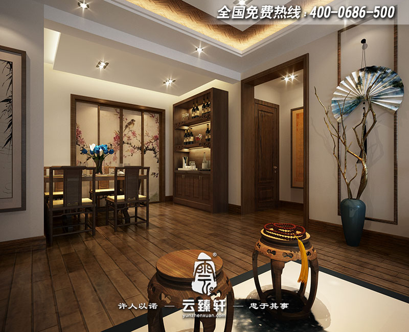 極簡中式設(shè)計餐廳效果圖