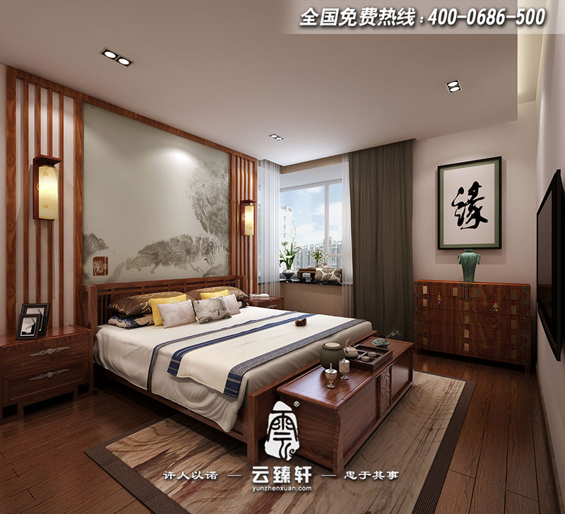 中式臥室空間設(shè)計效果圖