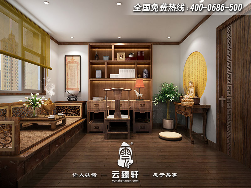中式設(shè)計禪堂效果圖